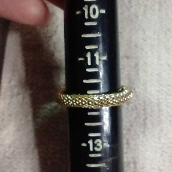 Two tone silvertone goldtone mesh ring - Picture 2 of 5